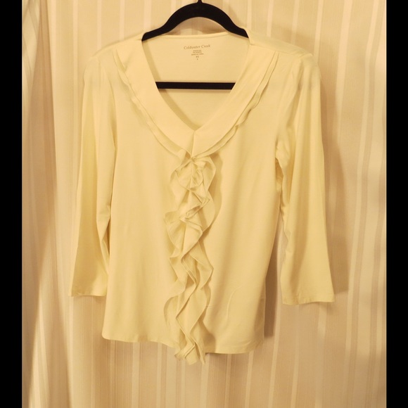 Coldwater Creek Tops - NEW Coldwater Creek Ruffled Ivory Top Size XS